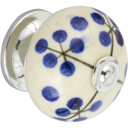 Bouton de meuble Boule bleu porcelaine H.38 x l.40 x P.40 mm - REI