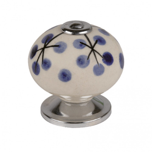 Bouton de meuble Boule bleu porcelaine H.38 x l.40 x P.40 mm - REI