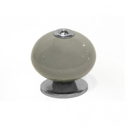 Bouton de meuble Boule gris foncé porcelaine H.38 x l.40 x P.40 mm - REI