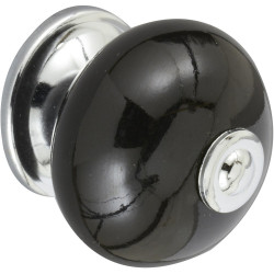 Bouton de meuble Boule noir porcelaine H.38 x l.40 x P.40 mm de marque REI, référence: B6170100