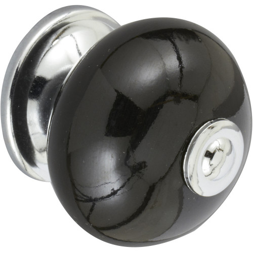 Bouton de meuble Boule noir porcelaine H.38 x l.40 x P.40 mm - REI