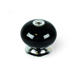 Bouton de meuble Boule noir porcelaine H.38 x l.40 x P.40 mm - REI