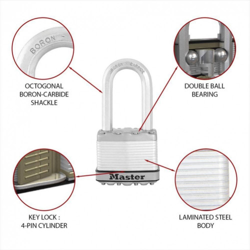 Cadenas à clé MASTER LOCK acier laminé, l.50 mm - MASTER LOCK