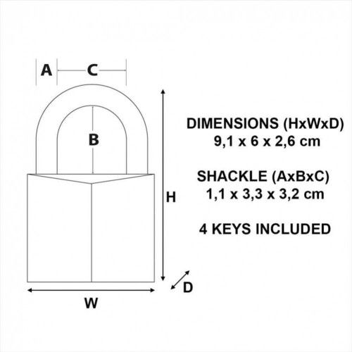 Cadenas à clé MASTER LOCK laiton, l.60 mm - MASTER LOCK