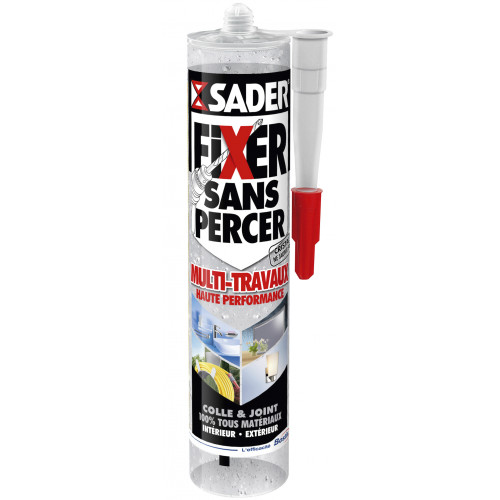 Colle mastic Fixer sans percer multitravaux SADER, 290ml - Sader