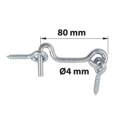 Crochet fil Dia. 4 x L. 80mm avec piton, AFBAT zingué blanc de marque AFBAT, référence: B6178500