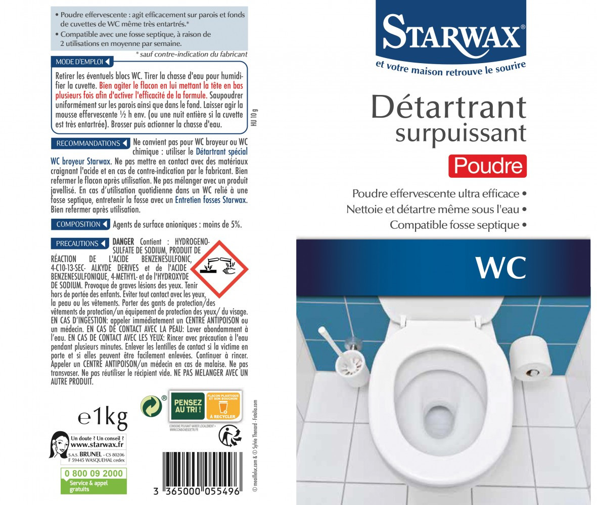 Détartrant poudre sanitaire STARWAX 1 kg
