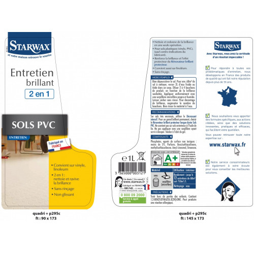 Entretien brillant sols pvc STARWAX 1 l - Starwax