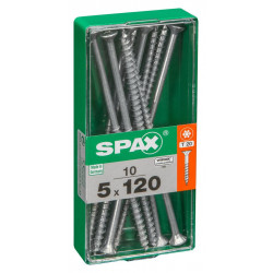 Lot de 10 vis acier tête autofraisée plate SPAX, Diam.5 mm x L.120 mm - SPAX