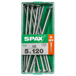 Lot de 10 vis acier tête autofraisée plate SPAX, Diam.5 mm x L.120 mm - SPAX