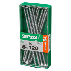 Lot de 10 vis acier tête autofraisée plate SPAX, Diam.5 mm x L.120 mm - SPAX