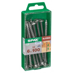 Lot de 10 vis acier tête fraisée bombée torx SPAX, Diam.6 mm x L.100 mm - SPAX