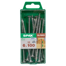 Lot de 10 vis acier tête fraisée bombée torx SPAX, Diam.6 mm x L.100 mm - SPAX