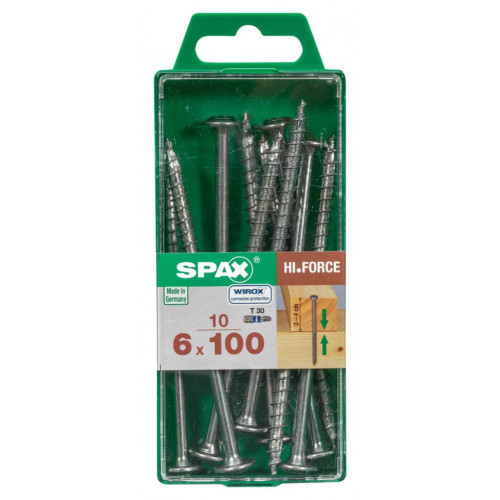 Lot de 10 vis acier tête fraisée bombée torx SPAX, Diam.6 mm x L.100 mm - SPAX