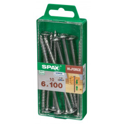 Lot de 10 vis acier tête fraisée bombée torx SPAX, Diam.6 mm x L.100 mm - SPAX