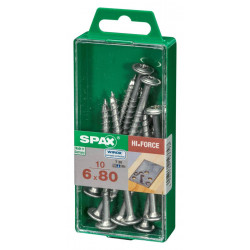 Lot de 10 vis acier tête fraisée bombée torx SPAX, Diam.6 mm x L.80 mm - SPAX