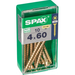 Lot de 10 vis acier tête fraisée pozidriv SPAX, Diam.4 mm x L.60 mm - SPAX