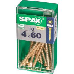 Lot de 10 vis acier tête fraisée pozidriv SPAX, Diam.4 mm x L.60 mm - SPAX