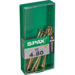 Lot de 10 vis acier tête fraisée pozidriv SPAX, Diam.4 mm x L.80 mm - SPAX