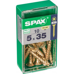 Lot de 10 vis acier tête fraisée pozidriv SPAX, Diam.5 mm x L.35 mm - SPAX