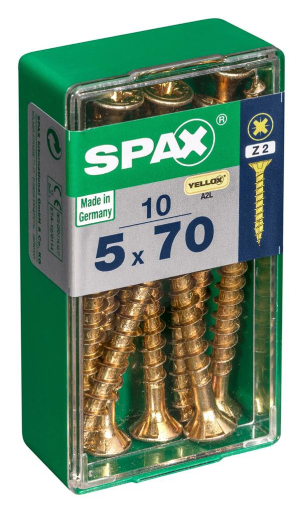 Vis SPAX Tête fraisée Diam. 5 mm Long. 70 mm Lot de 10 - vue 2