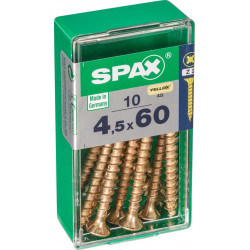 Lot de 10 vis acier tête fraisée SPAX, Diam.4.5 mm x L.60 mm - SPAX