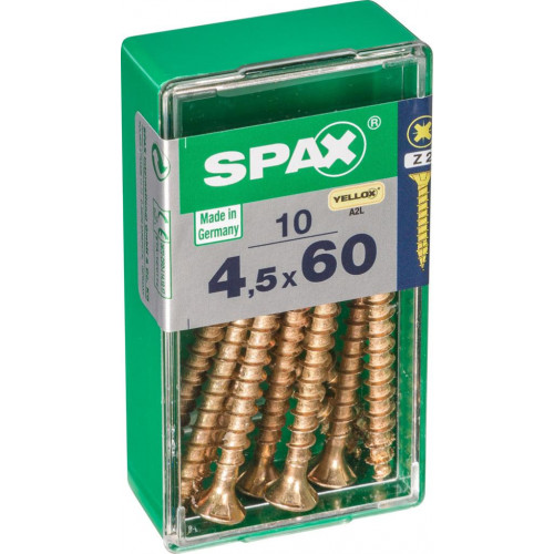 Lot de 10 vis acier tête fraisée SPAX, Diam.4.5 mm x L.60 mm - SPAX