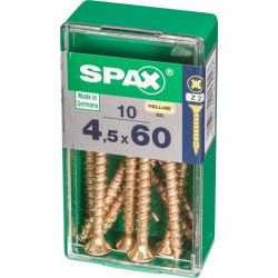 Lot de 10 vis acier tête fraisée SPAX, Diam.4.5 mm x L.60 mm - SPAX