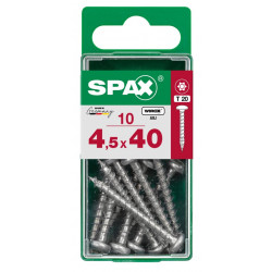 Lot de 10 vis acier tête ronde pozidriv SPAX, Diam.4.5 mm x L.40 mm - SPAX