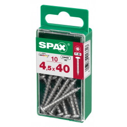 Lot de 10 vis acier tête ronde pozidriv SPAX, Diam.4.5 mm x L.40 mm - SPAX