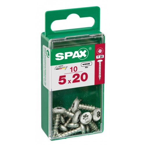 Lot de 10 vis acier tête ronde torx SPAX, Diam.5 mm x L.20 mm - SPAX