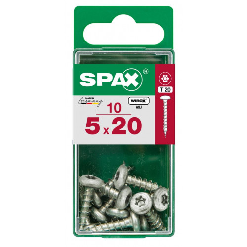 Lot de 10 vis acier tête ronde torx SPAX, Diam.5 mm x L.20 mm - SPAX