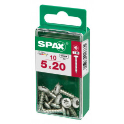 Lot de 10 vis acier tête ronde torx SPAX, Diam.5 mm x L.20 mm - SPAX