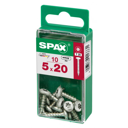 Lot de 10 vis acier tête ronde torx SPAX, Diam.5 mm x L.20 mm - SPAX