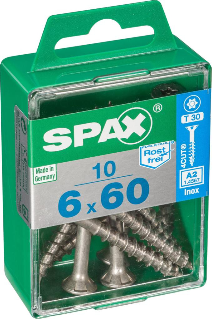 Lot de 10 vis inox tête fraisée torx SPAX Diam.6 mm x .60 mm - vue 2