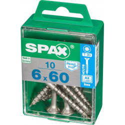 Lot de 10 vis inox tête fraisée torx SPAX, Diam.6 mm x L.60 mm - SPAX