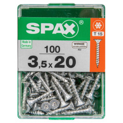 Lot de 100 vis acier tête autofraisée plate SPAX, Diam.3.5 mm x L.20 mm - SPAX