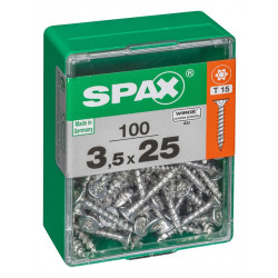 Lot de 100 vis acier tête autofraisée plate SPAX, Diam.3.5 mm x L.25 mm de marque SPAX, référence: B6185200