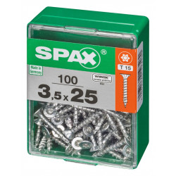 Lot de 100 vis acier tête autofraisée plate SPAX, Diam.3.5 mm x L.25 mm - SPAX