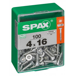 Lot de 100 vis acier tête autofraisée plate SPAX, Diam.4 mm x L.16 mm de marque SPAX, référence: B6185300