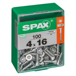 Lot de 100 vis acier tête autofraisée plate SPAX, Diam.4 mm x L.16 mm - SPAX