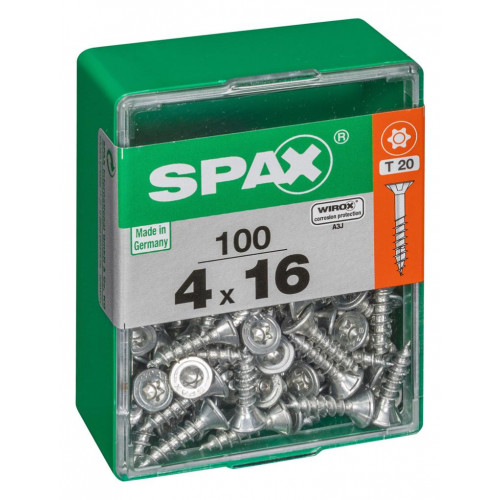 Lot de 100 vis acier tête autofraisée plate SPAX, Diam.4 mm x L.16 mm - SPAX