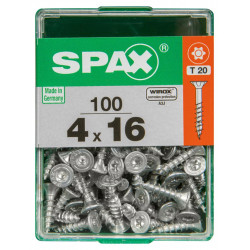 Lot de 100 vis acier tête autofraisée plate SPAX, Diam.4 mm x L.16 mm - SPAX