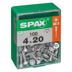 Lot de 100 vis acier tête autofraisée plate SPAX, Diam.4 mm x L.20 mm de marque SPAX, référence: B6185400
