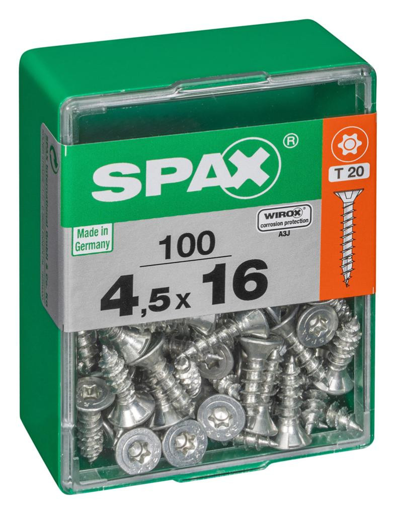 Lot de 100 vis acier tête autofraisée plate SPAX, Diam.4.5 mm x L.16 mm