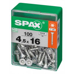 Lot de 100 vis acier tête autofraisée plate SPAX, Diam.4.5 mm x L.16 mm - SPAX