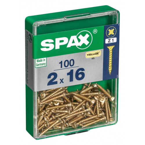 Lot de 100 vis acier tête fraisée pozidriv SPAX, Diam.2 mm x L.16 mm - SPAX