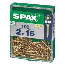 Lot de 100 vis acier tête fraisée pozidriv SPAX, Diam.2 mm x L.16 mm - SPAX