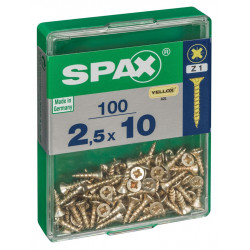 Lot de 100 vis acier tête fraisée pozidriv SPAX, Diam.2.5 mm x L.10 mm - SPAX