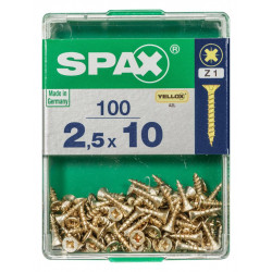 Lot de 100 vis acier tête fraisée pozidriv SPAX, Diam.2.5 mm x L.10 mm - SPAX